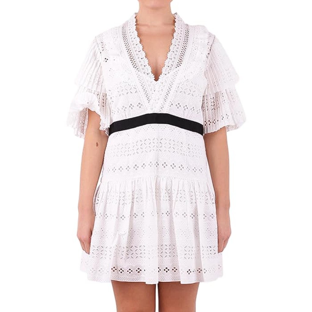 Self-Portrait Women's Broderie Anglaise Dress Size 4 In White